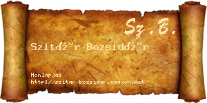 Szitár Bozsidár névjegykártya